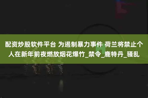配资炒股软件平台 为遏制暴力事件 荷兰将禁止个人在新年前夜燃放烟花爆竹_禁令_鹿特丹_骚乱